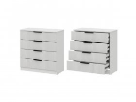 Комод 4 ящика (МДФ) Эккервуд (белый) в Красном Яре (селе) - krasnyj-yar-selo.mebel-nsk.ru | фото